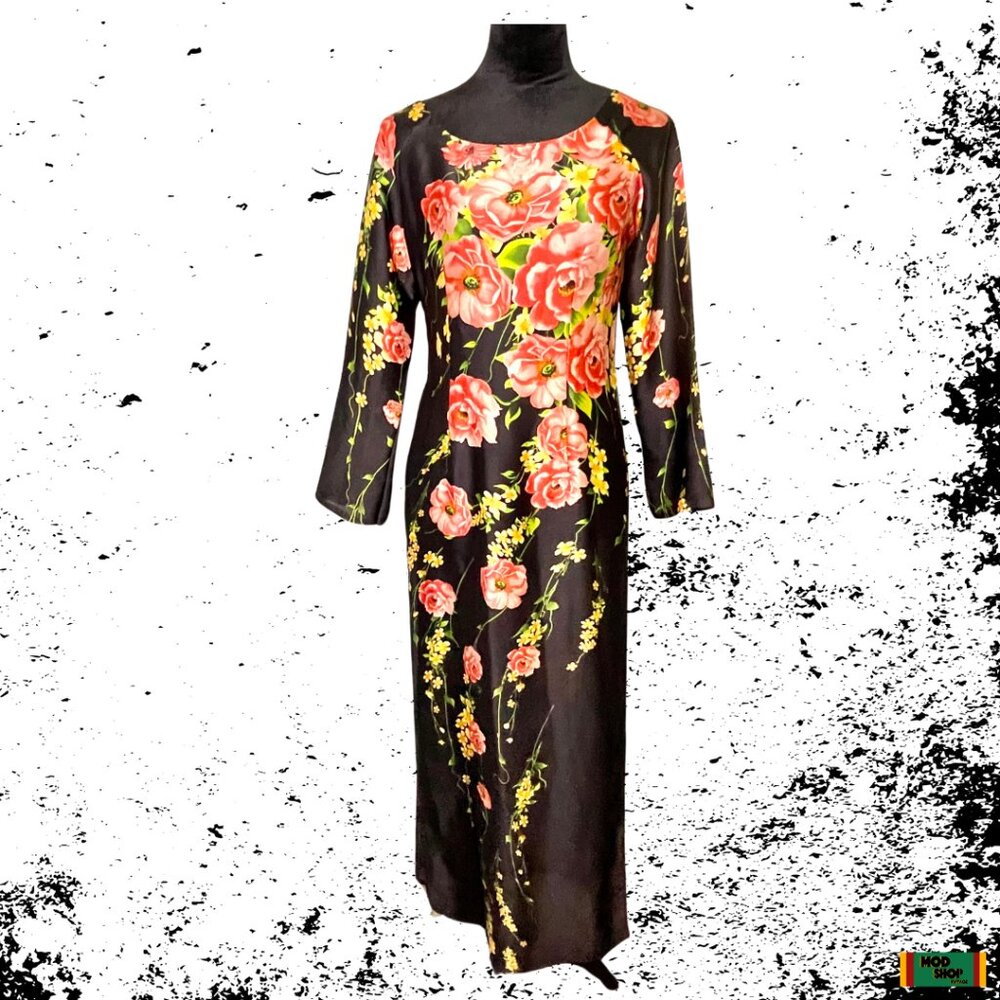 Maxi floral long sleeve kurta dress with side slits size small